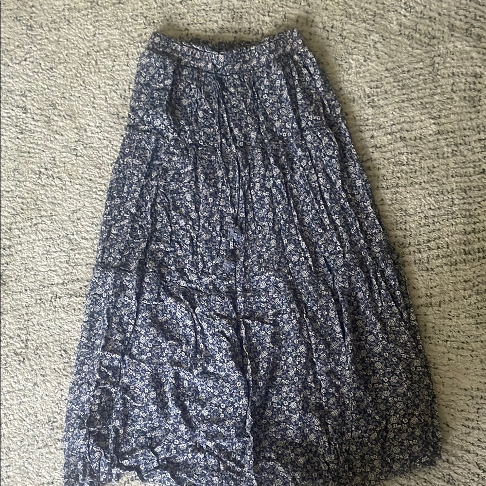 Vici Blue A-Line Maxi Skirt Pleated Resort Wear